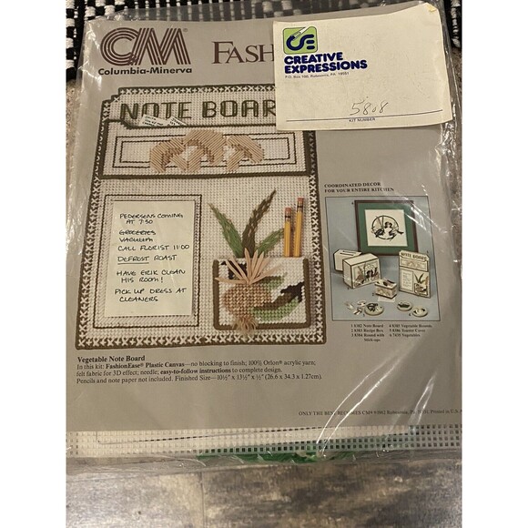 Vintage 1982 columbia minerva needlepoint kit Vegetable note board NOS - Picture 1 of 5